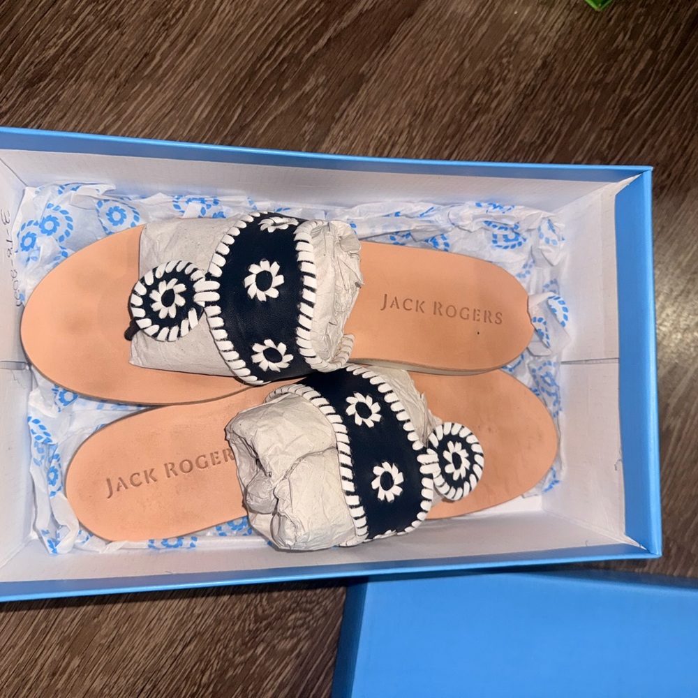 Jack Rogers Black and White Sandals - 8.5W